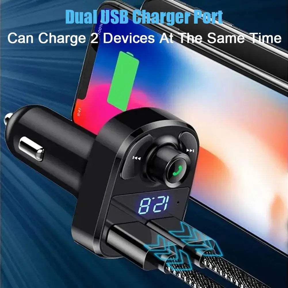 12/24V FM Transmitter Dual USB Car Charger Wireless Bluetooth Hands-Free Calling Radio Receiver MP3 Music Stereo Adapter