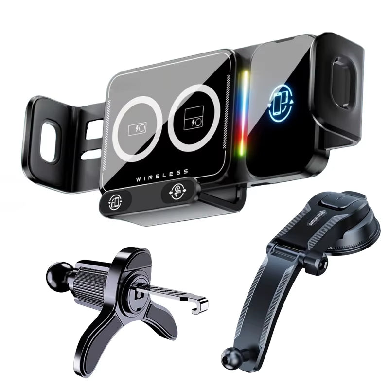 15W  Car Phone Wireless Charger Holder 360° Rotation Mount for Samsung Galaxy Fold 6 5 4 3 Z Flip S25 S24 Iphone 16 15