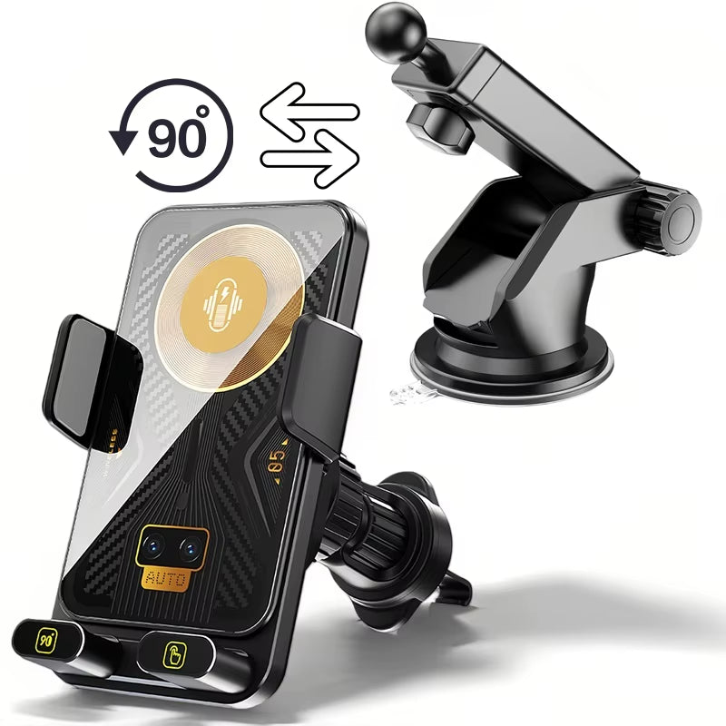 15W  Car Phone Wireless Charger Holder 360° Rotation Mount for Samsung Galaxy Fold 6 5 4 3 Z Flip S25 S24 Iphone 16 15