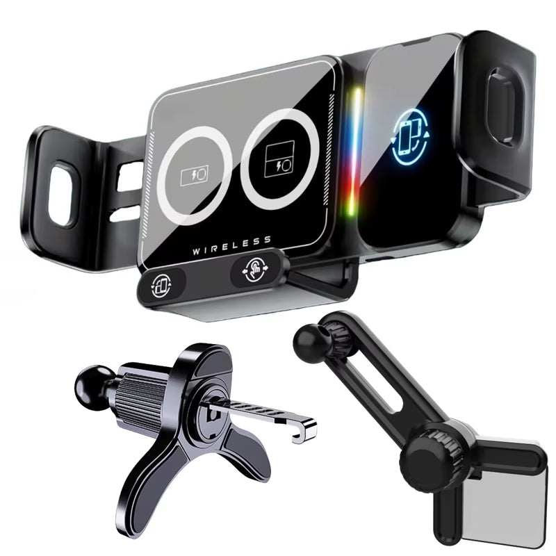 15W  Car Phone Wireless Charger Holder 360° Rotation Mount for Samsung Galaxy Fold 6 5 4 3 Z Flip S25 S24 Iphone 16 15