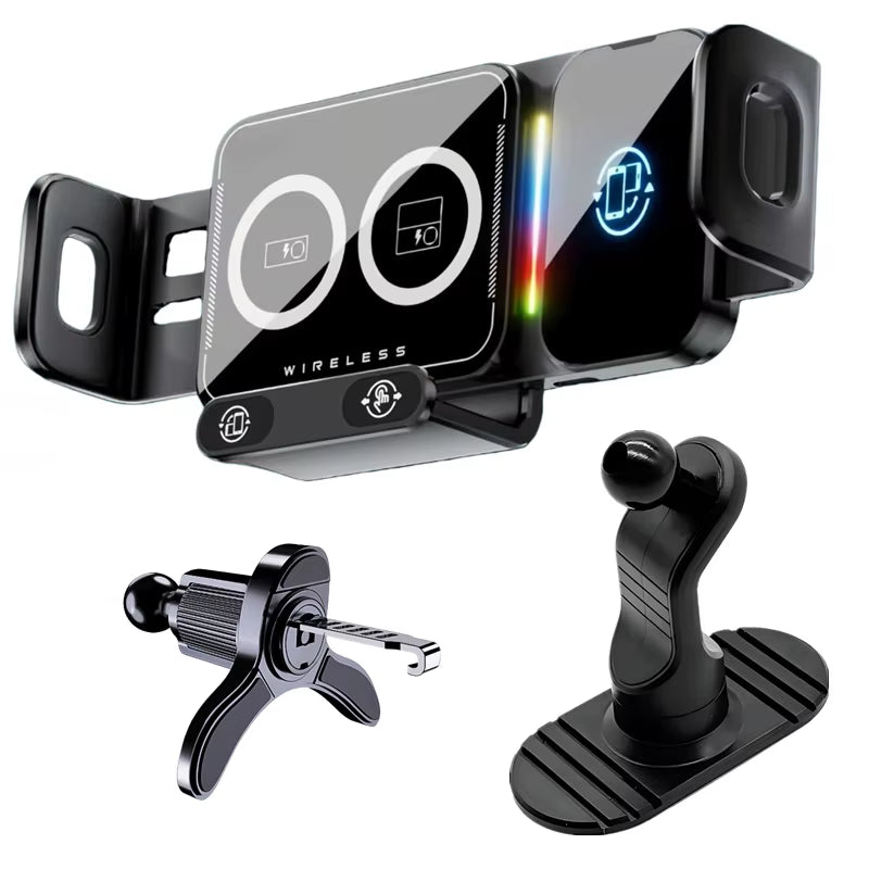 15W  Car Phone Wireless Charger Holder 360° Rotation Mount for Samsung Galaxy Fold 6 5 4 3 Z Flip S25 S24 Iphone 16 15