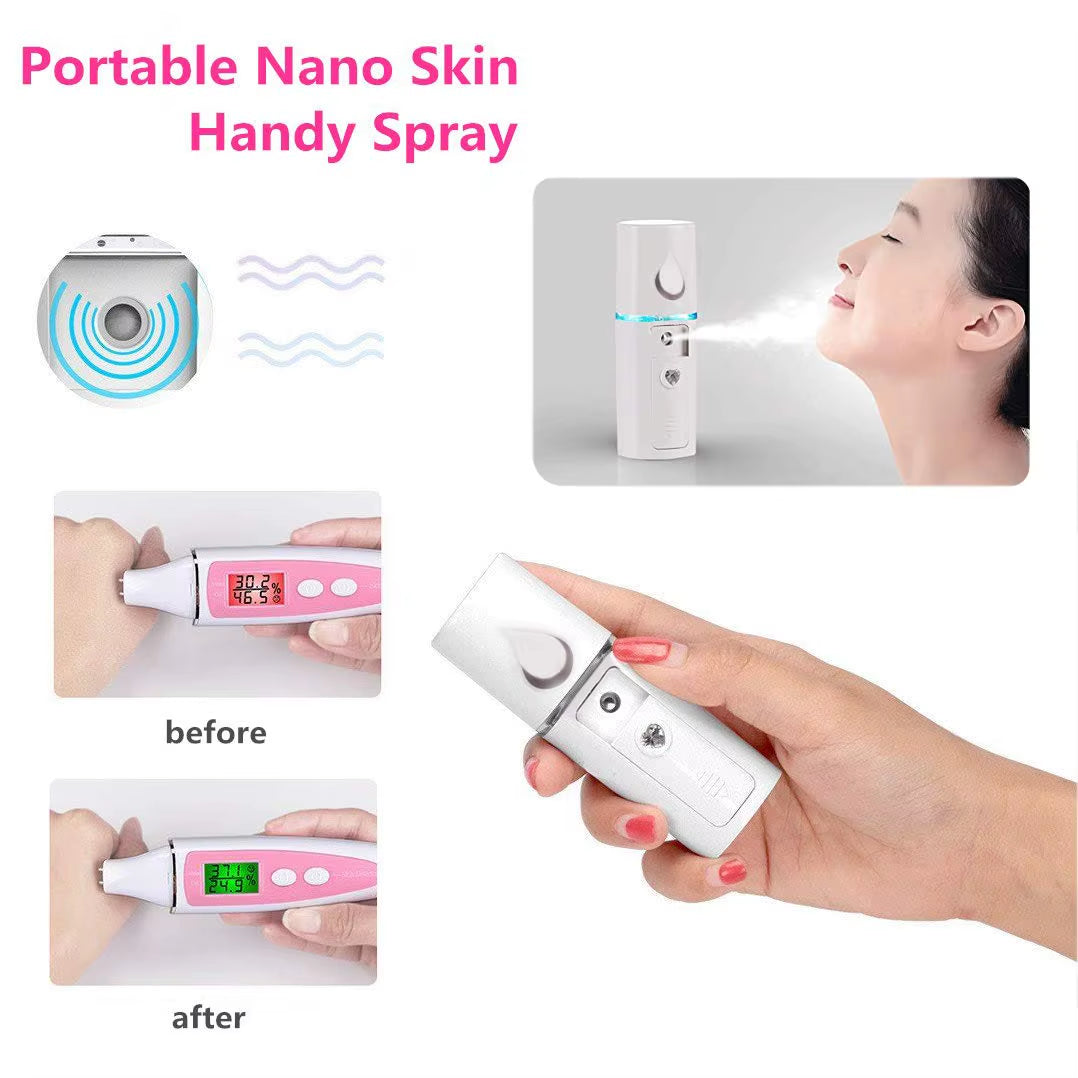 20Ml Nano Cold Spray Face Steamer Mini Portable USB Rechargeable ABS Humidifier Nebulizer Beauty Cool Mist Skin Care Tools
