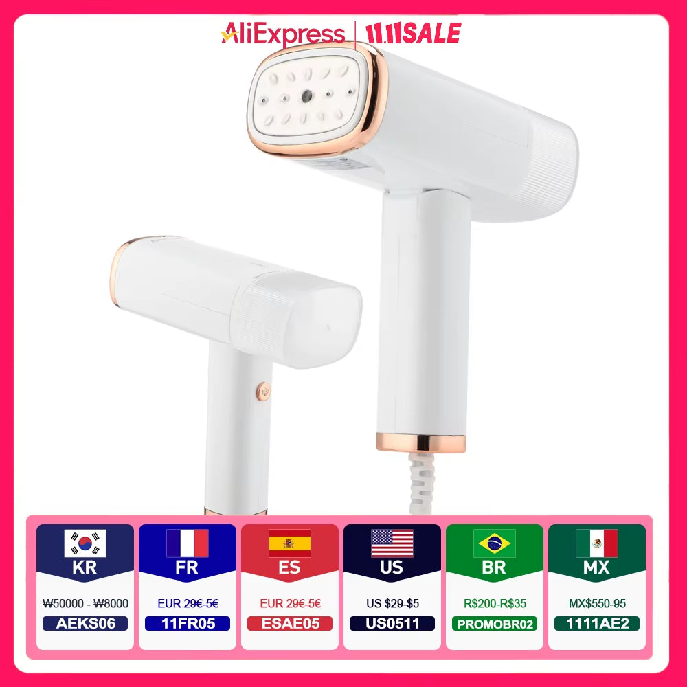 Portable Handheld Steam Iron 1000W Folding Mini Garment Hanging Steamer Clothes Ironing Wet Dry Ironing Machine for Home Travel