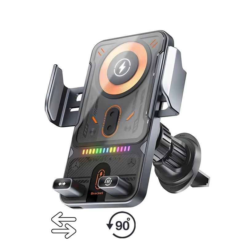 15W  Car Phone Wireless Charger Holder 360° Rotation Mount for Samsung Galaxy Fold 6 5 4 3 Z Flip S25 S24 Iphone 16 15