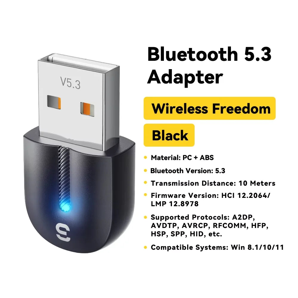 USB Bluetooth 5.3 Adapter Aux Audio Receiver Transmitter for PC Speaker Laptop Wireless Mouse Soundbox USB Transmitter