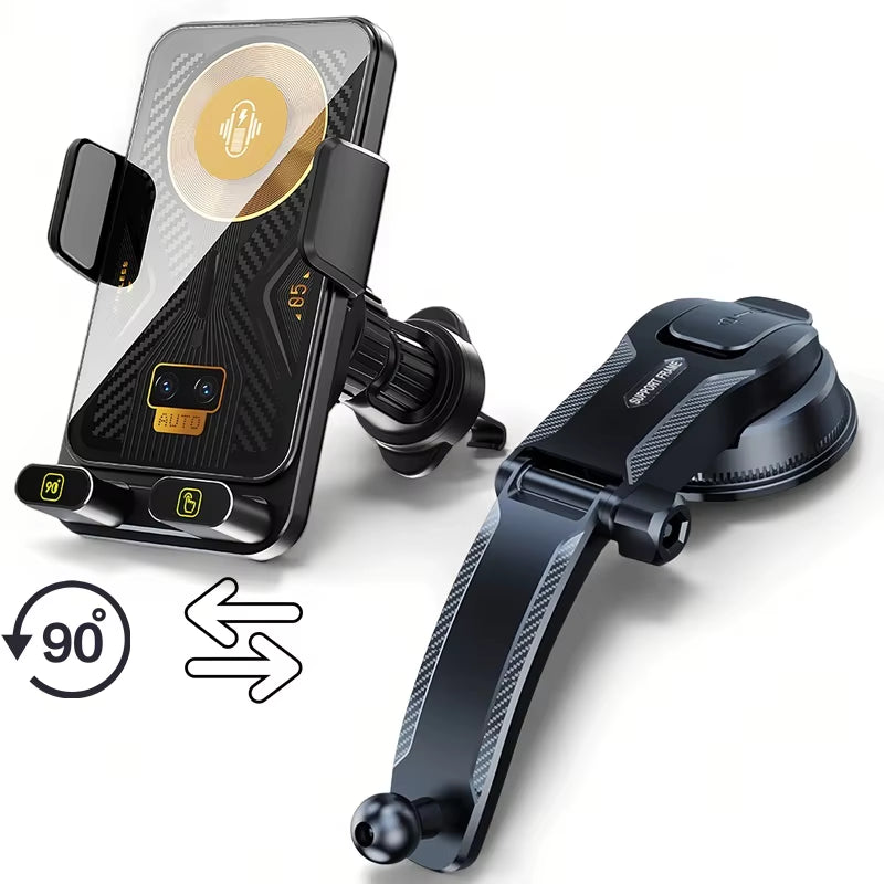 15W  Car Phone Wireless Charger Holder 360° Rotation Mount for Samsung Galaxy Fold 6 5 4 3 Z Flip S25 S24 Iphone 16 15