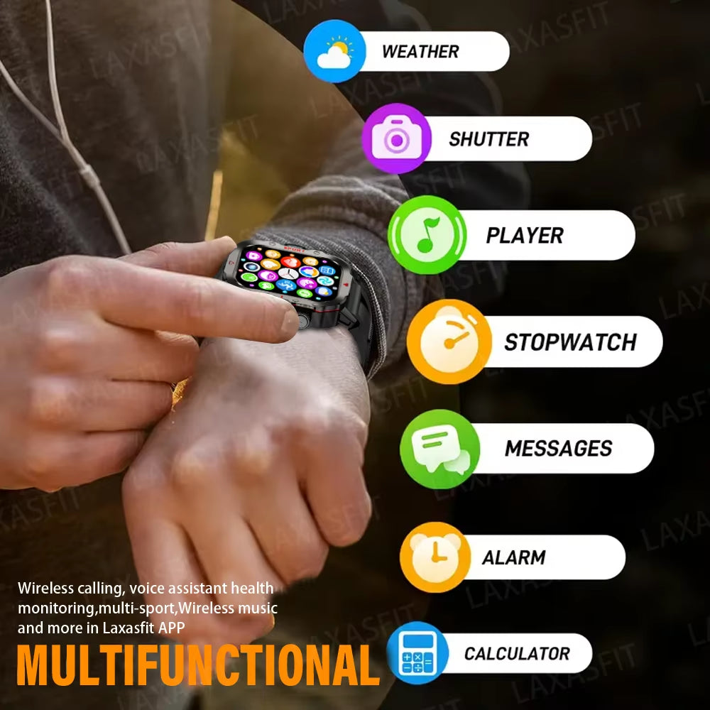 New Smart Watch LED Flashlight 2.01” HD Screen Bluetooth Talking Smart Watch Multi Sports Health Monitoring Smart Watch