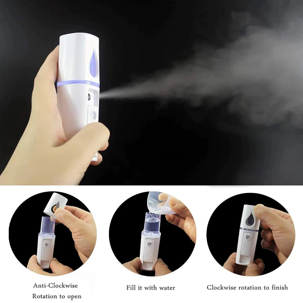1PCS/3PCS 20Ml Face Steamer Air Humidifier Facial Sprayer Nebulizer Hydrating Anti-Aging Nano Wrinkle Women Beauty Skin Care