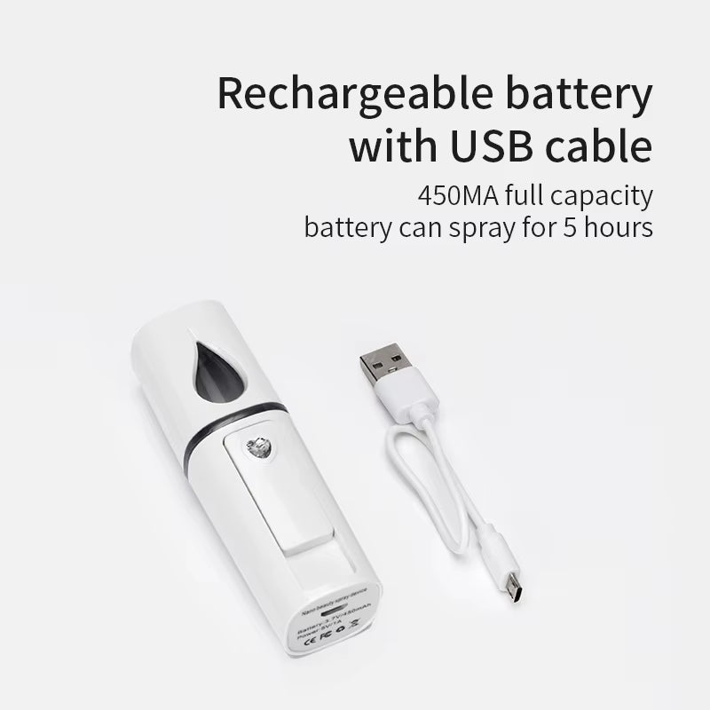 20Ml Nano Cold Spray Face Steamer Mini Portable USB Rechargeable ABS Humidifier Nebulizer Beauty Cool Mist Skin Care Tools