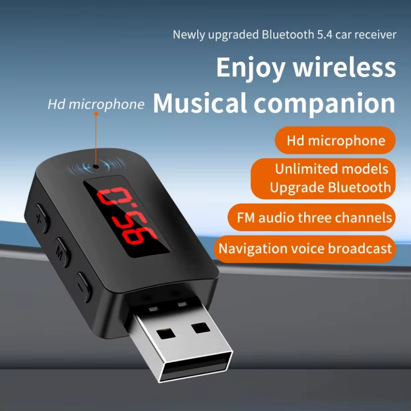 Bluetooth 5.4 Car Transmitter Receiver for Dial Call and Audio