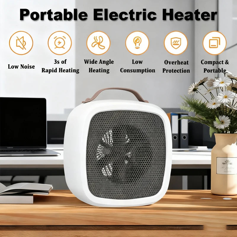Portable Mini Heater for Indoor Office Home Fast Heating Quiet 500W PTC Ceramic Warmer Fan Remote Fast 3 Seconds Space Heat