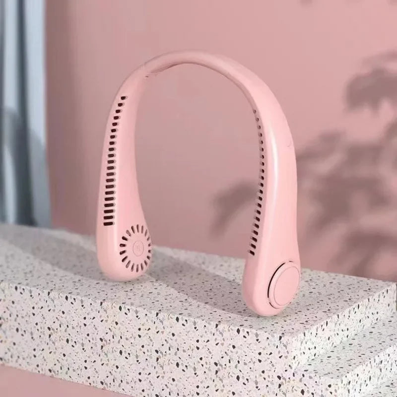 Portable Mini Neck Fan USB Charging Silent Leafless Turbine Neck Fan Home Appliances Electric Fans from Mainland China