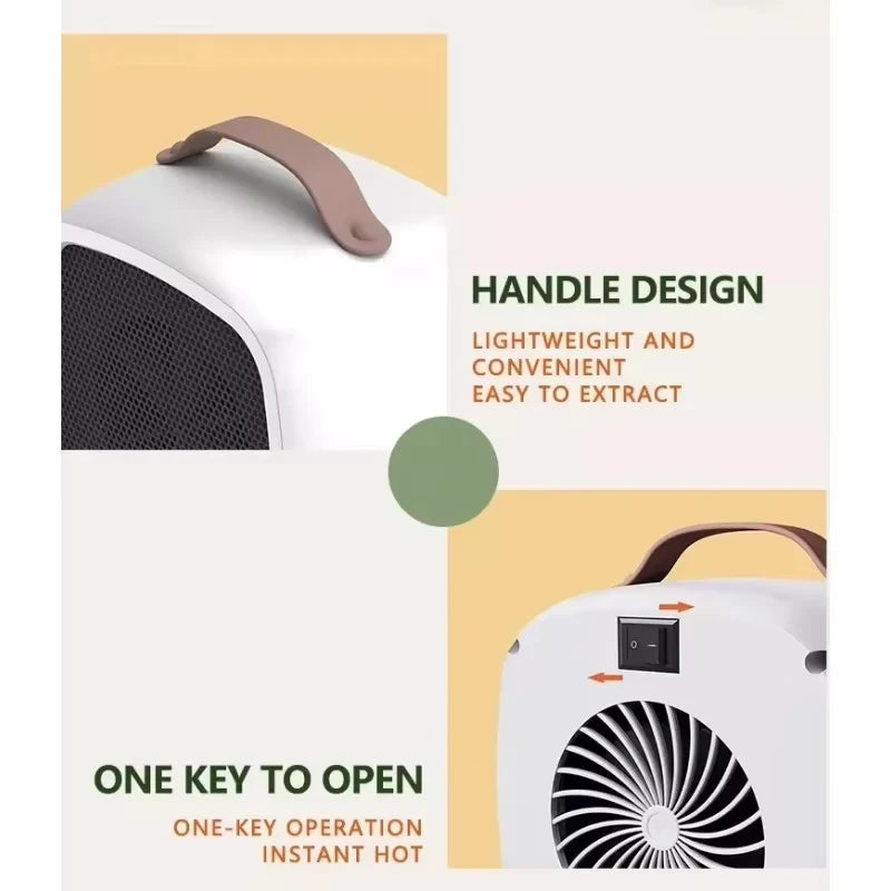 Portable Mini Heater for Indoor Office Home Fast Heating Quiet 500W PTC Ceramic Warmer Fan Remote Fast 3 Seconds Space Heat