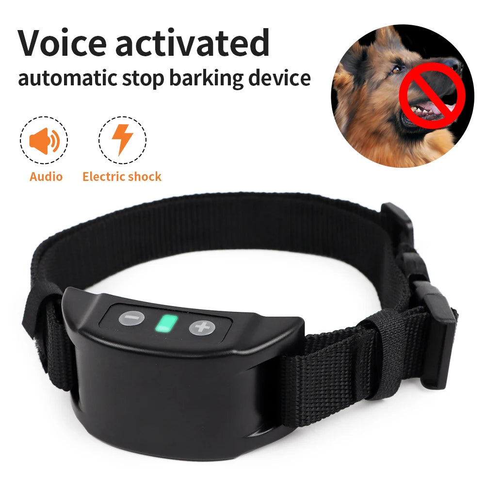 Dog Auto Anti-Bark Collar USB Rechargeable Training Collars Safety Static Shock Humane Electric anti Bark Collars Pet Supplies