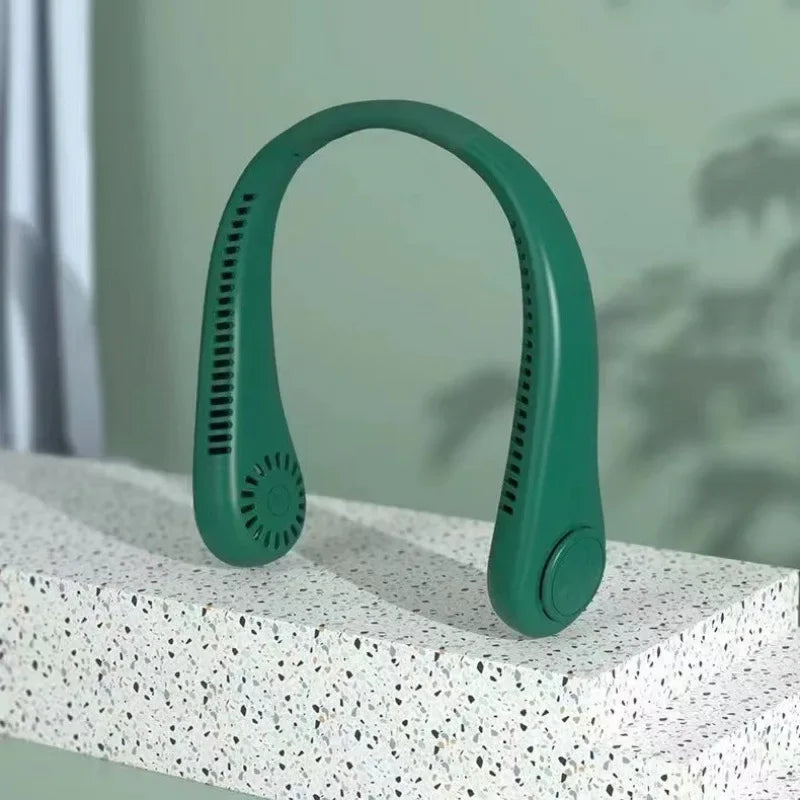 Portable Mini Neck Fan USB Charging Silent Leafless Turbine Neck Fan Home Appliances Electric Fans from Mainland China