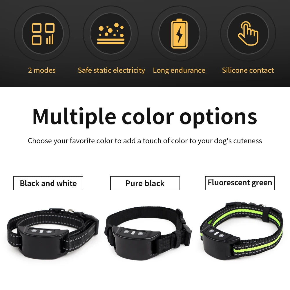Dog Auto Anti-Bark Collar USB Rechargeable Training Collars Safety Static Shock Humane Electric anti Bark Collars Pet Supplies