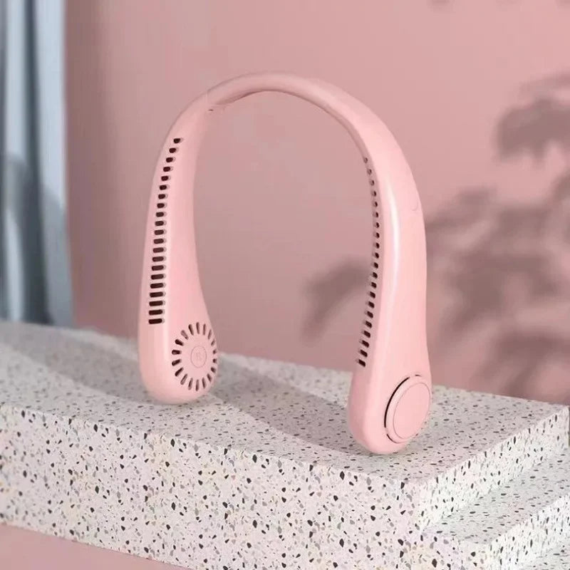 Portable Mini Neck Fan USB Charging Silent Leafless Turbine Neck Fan Home Appliances Electric Fans from Mainland China