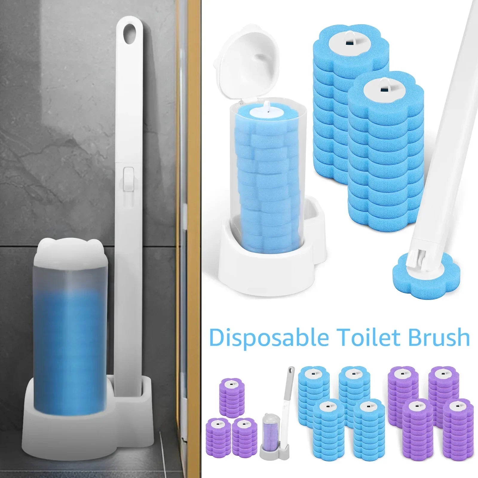 Disposable and Wall Mounted Cleaning Brush - No Dead Corners in Bathroom, Toilet