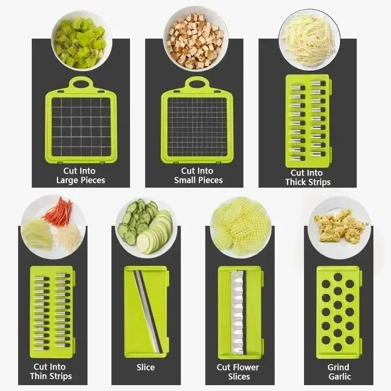 16 in 1 Multifunctional Kitchen Vegetable Slicer,Egg Liquid Separator,For Cutting Vegetables, Shredded Potatoes,Dice,And Slicing