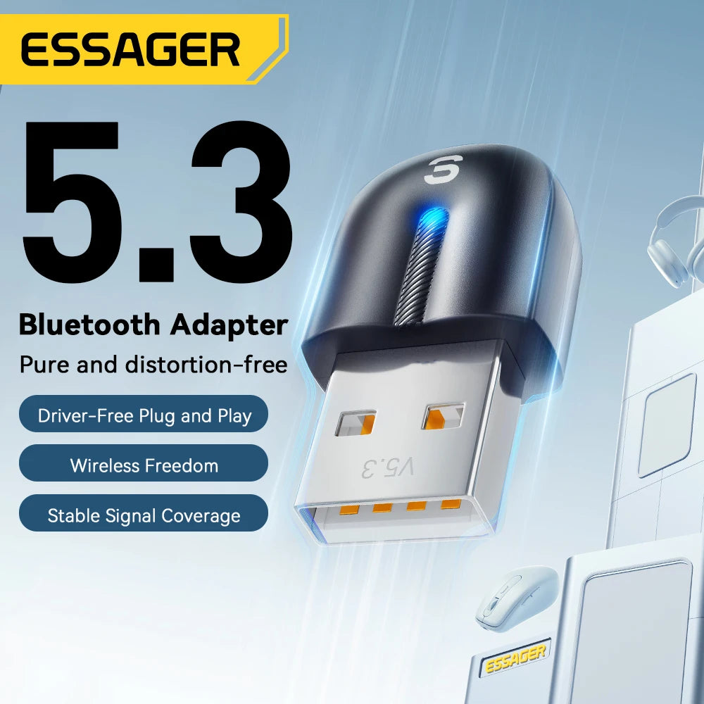USB Bluetooth 5.3 Adapter Aux Audio Receiver Transmitter for PC Speaker Laptop Wireless Mouse Soundbox USB Transmitter