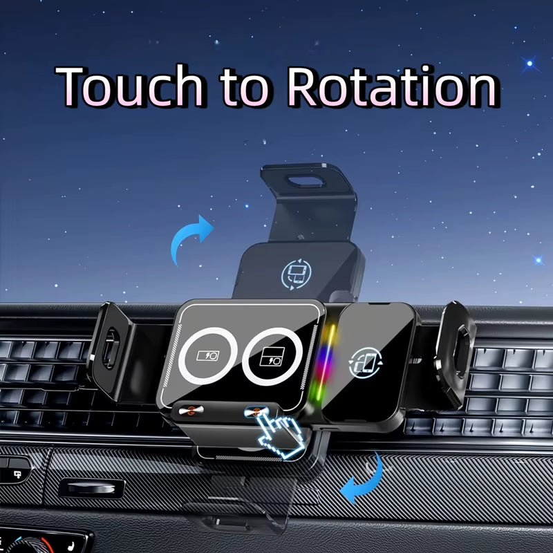 15W  Car Phone Wireless Charger Holder 360° Rotation Mount for Samsung Galaxy Fold 6 5 4 3 Z Flip S25 S24 Iphone 16 15