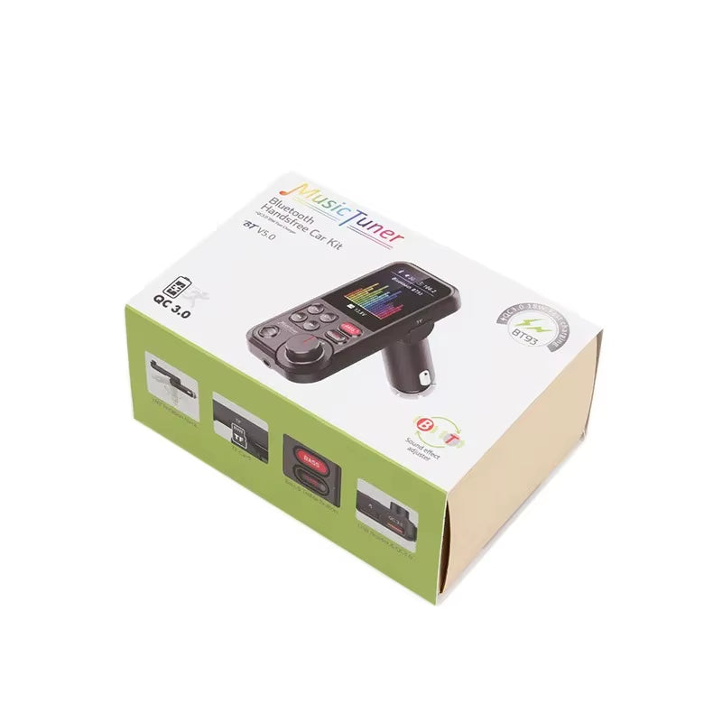 Car Wireless FM Transmitter Radio Adapter Fast Charging Aux QC3.0 Treble Bass Sound Music Bluetooth-Compatible Car MP3 Player