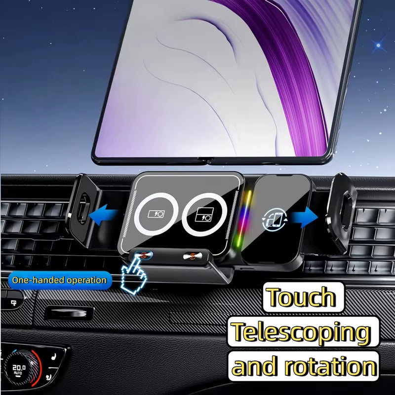 15W  Car Phone Wireless Charger Holder 360° Rotation Mount for Samsung Galaxy Fold 6 5 4 3 Z Flip S25 S24 Iphone 16 15