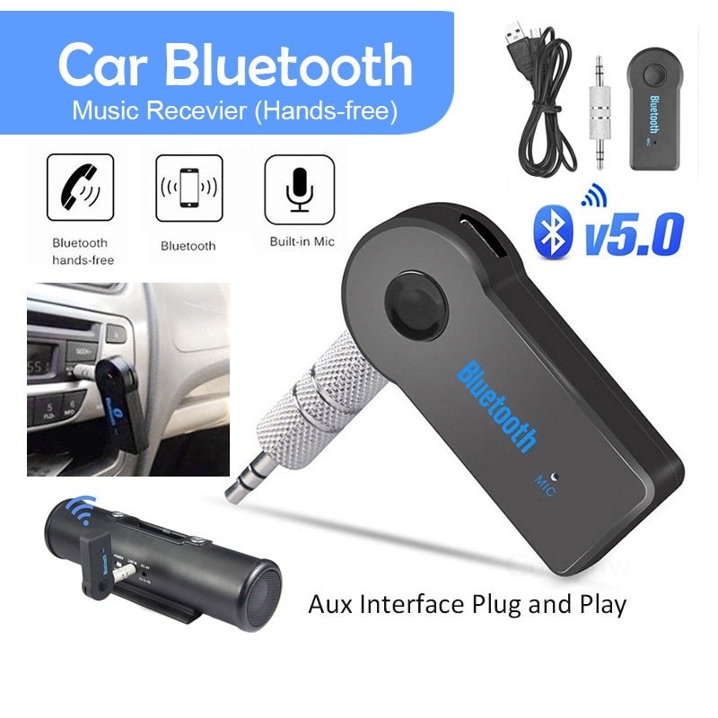 Aux Car Bluetooth Car Transmitter with Speaker Amplifier, Mic and Wireless Adapter