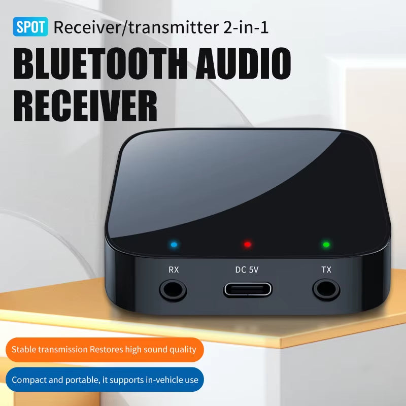 Bluetooth Car Transmitter and Receiver with Aux Audio Adapter and Headphones Speaker