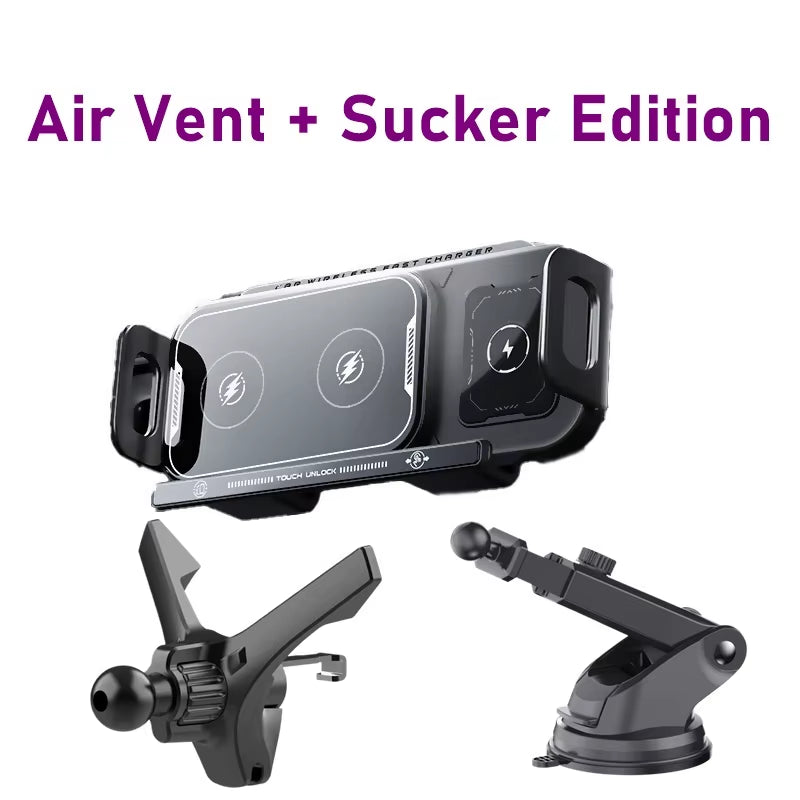 15W  Car Phone Wireless Charger Holder 360° Rotation Mount for Samsung Galaxy Fold 6 5 4 3 Z Flip S25 S24 Iphone 16 15