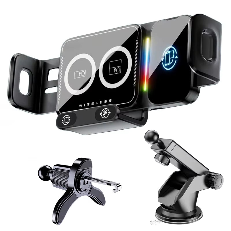 15W  Car Phone Wireless Charger Holder 360° Rotation Mount for Samsung Galaxy Fold 6 5 4 3 Z Flip S25 S24 Iphone 16 15