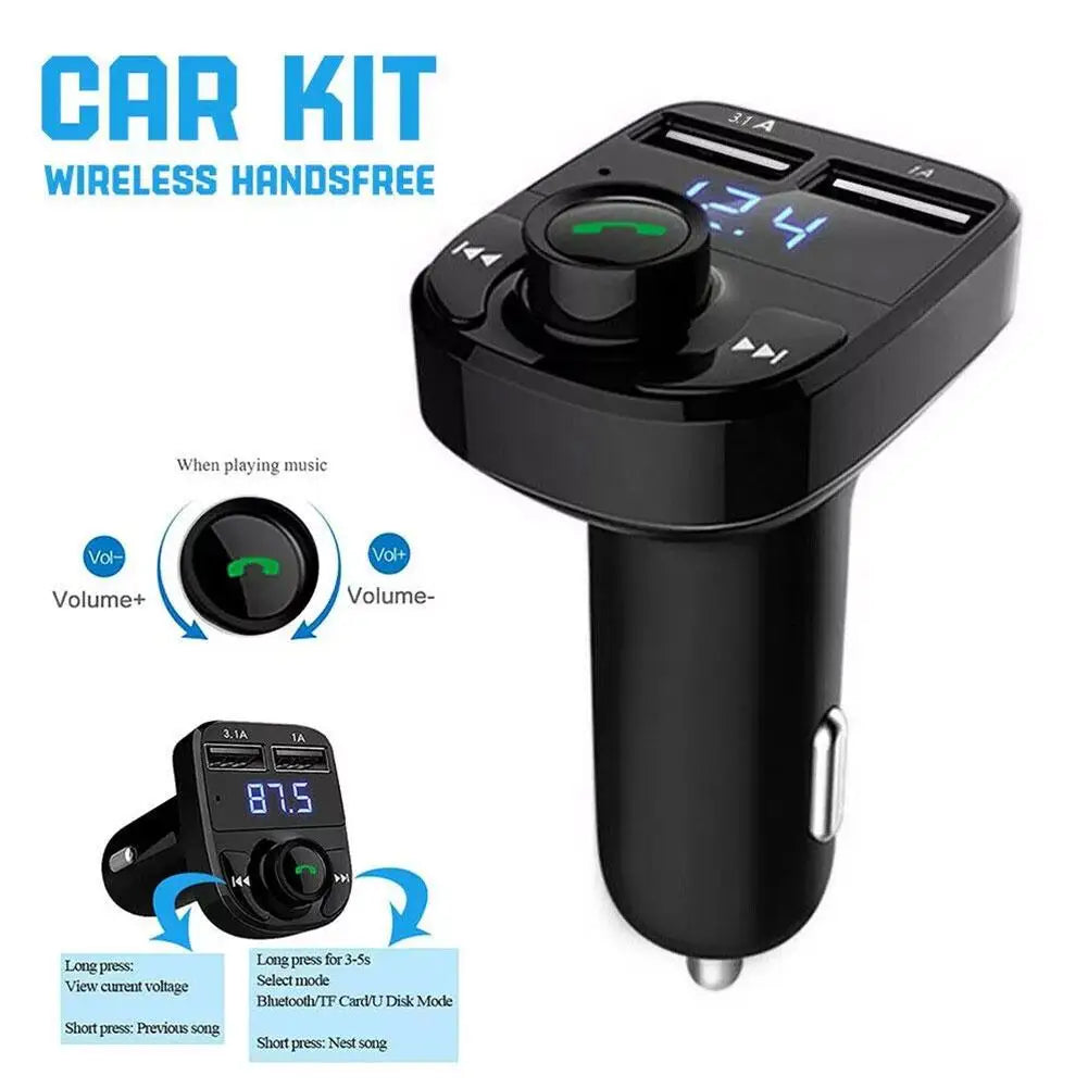 12/24V FM Transmitter Dual USB Car Charger Wireless Bluetooth Hands-Free Calling Radio Receiver MP3 Music Stereo Adapter