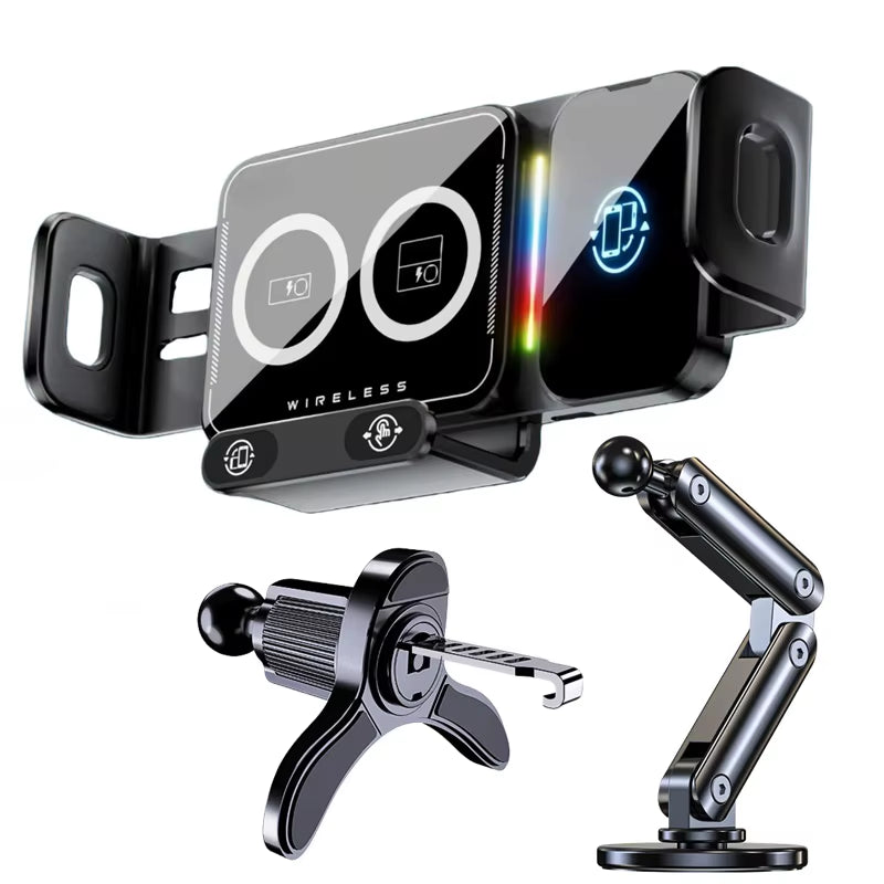 15W  Car Phone Wireless Charger Holder 360° Rotation Mount for Samsung Galaxy Fold 6 5 4 3 Z Flip S25 S24 Iphone 16 15