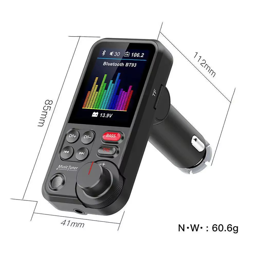 Car Wireless FM Transmitter Radio Adapter Fast Charging Aux QC3.0 Treble Bass Sound Music Bluetooth-Compatible Car MP3 Player